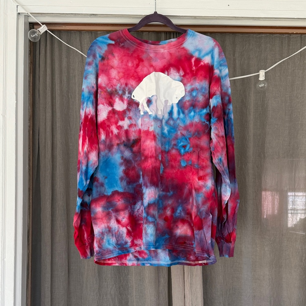 Tie-Dye Long Sleeve Tee with White Buffalo Graphic